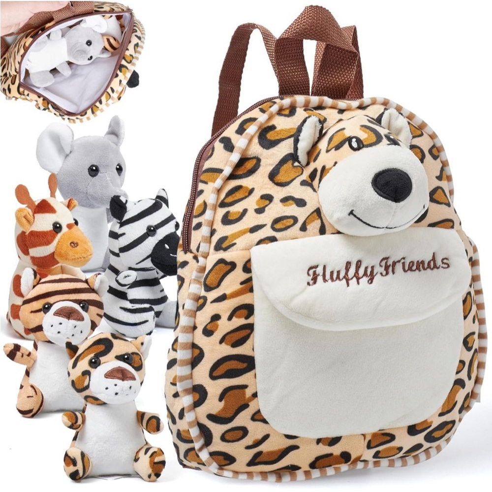 NEW Toddler Backpack plush w/ 5 Animals Toys‎ inside perfect holiday gift!